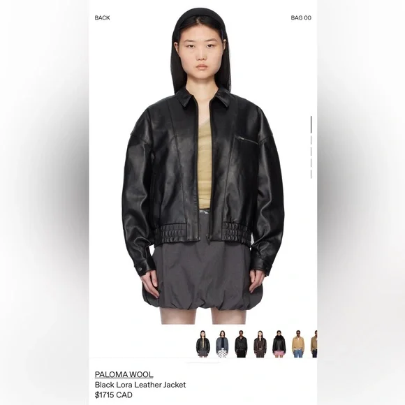 PALOMA WOOL LORA BLACK LEATHER BOMBER JACKET SIZE 36 (SMALL) - Picture 13 of 16